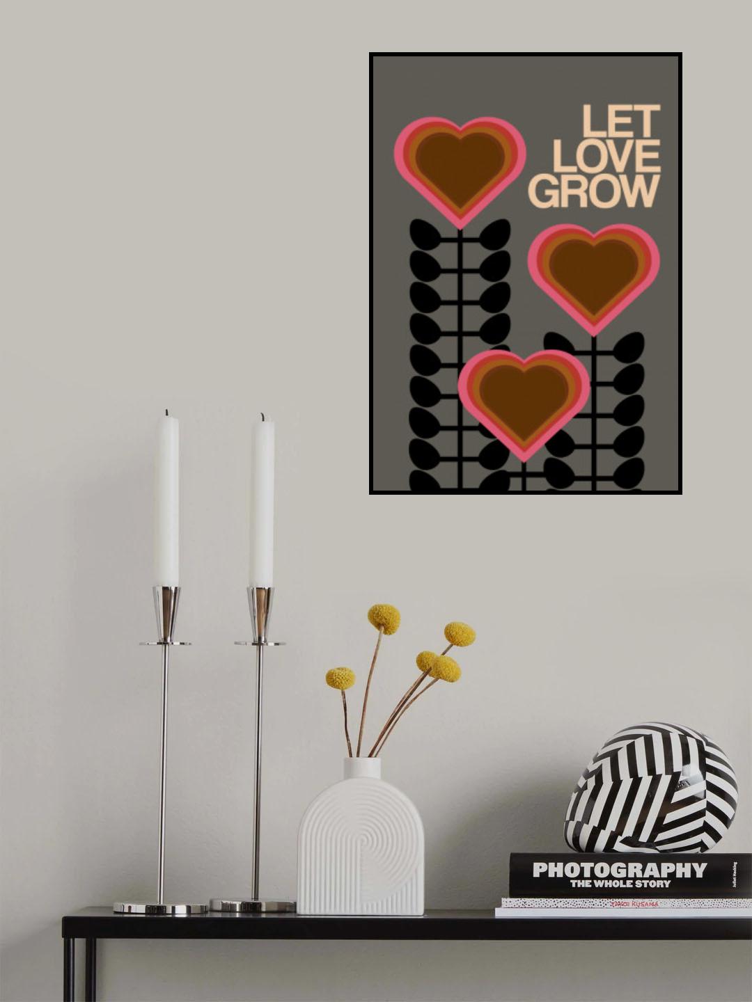Let Love Grow Grey Poster och Canvastavla