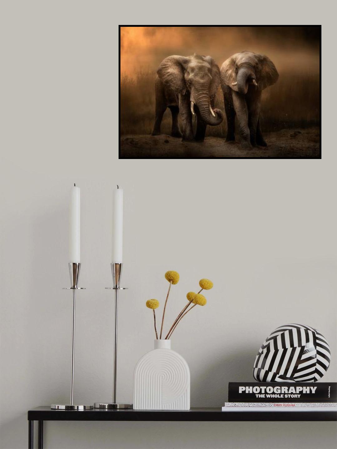 Elephants dust bath... Poster och Canvastavla