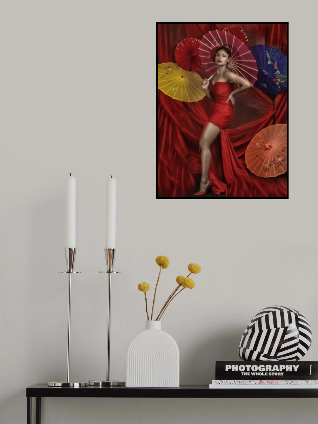 RED UMBRELLA GIRL Poster och Canvastavla
