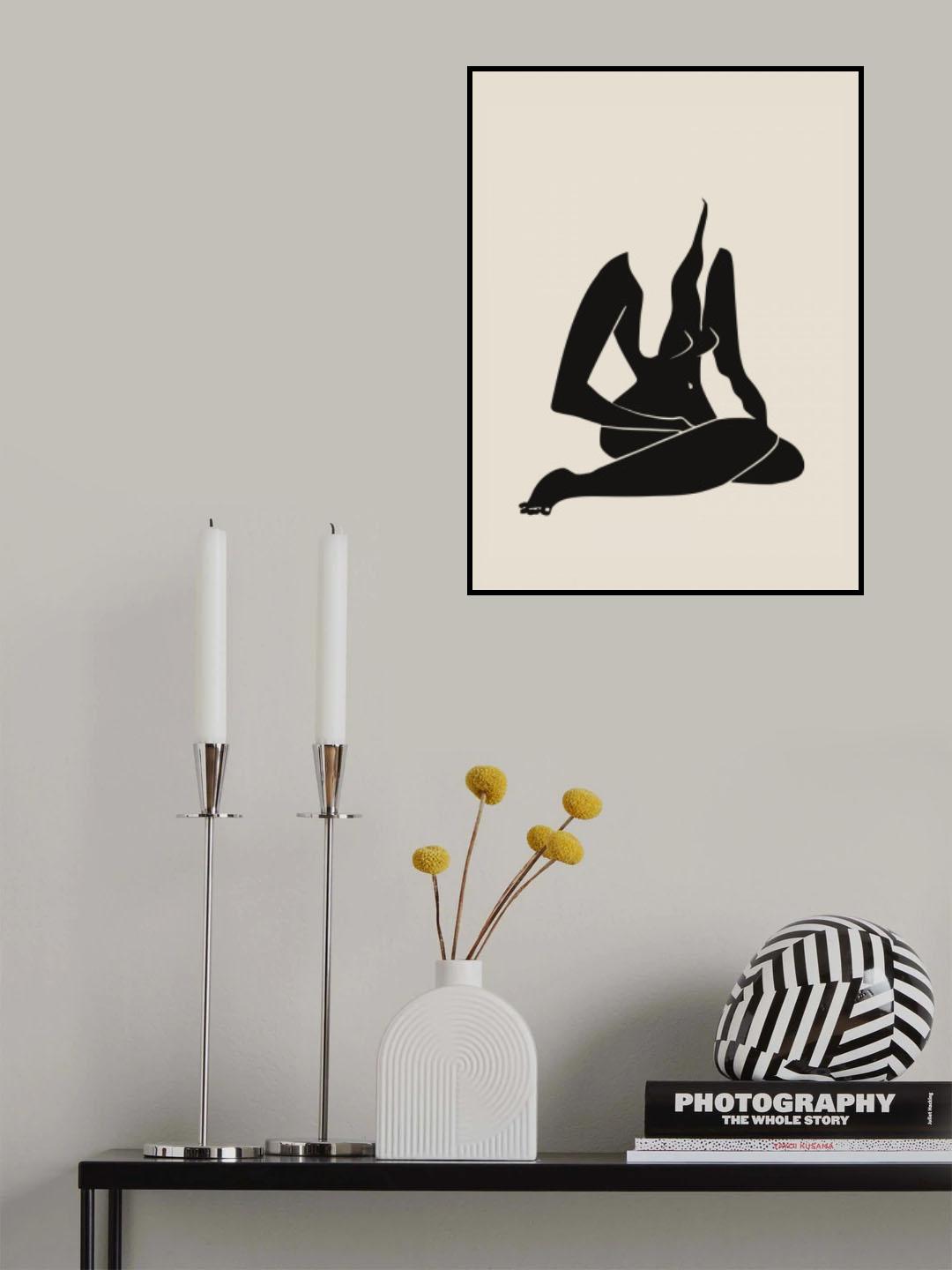 Long Hair Nude In Black Poster och Canvastavla