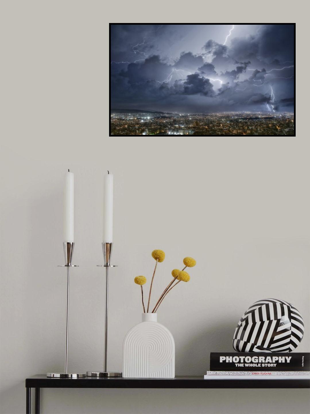 Lightning over Athens Poster och Canvastavla