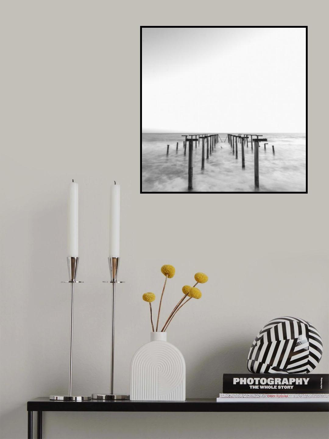 old pier and dramatic seascape Poster och Canvastavla