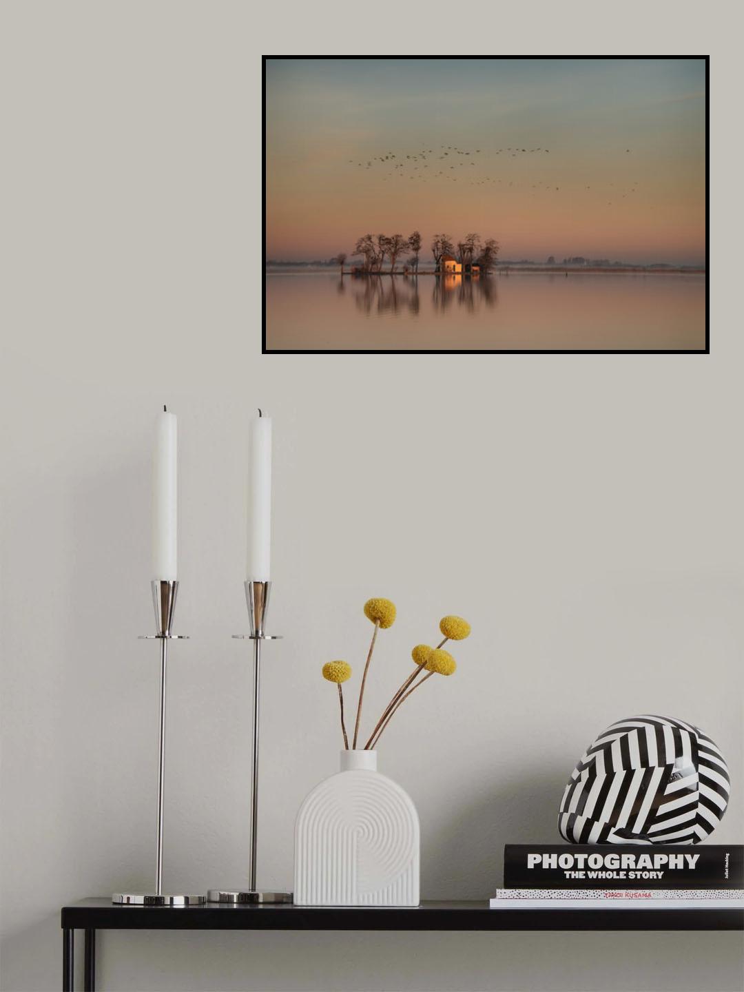 Sunrise at the lake. Poster och Canvastavla