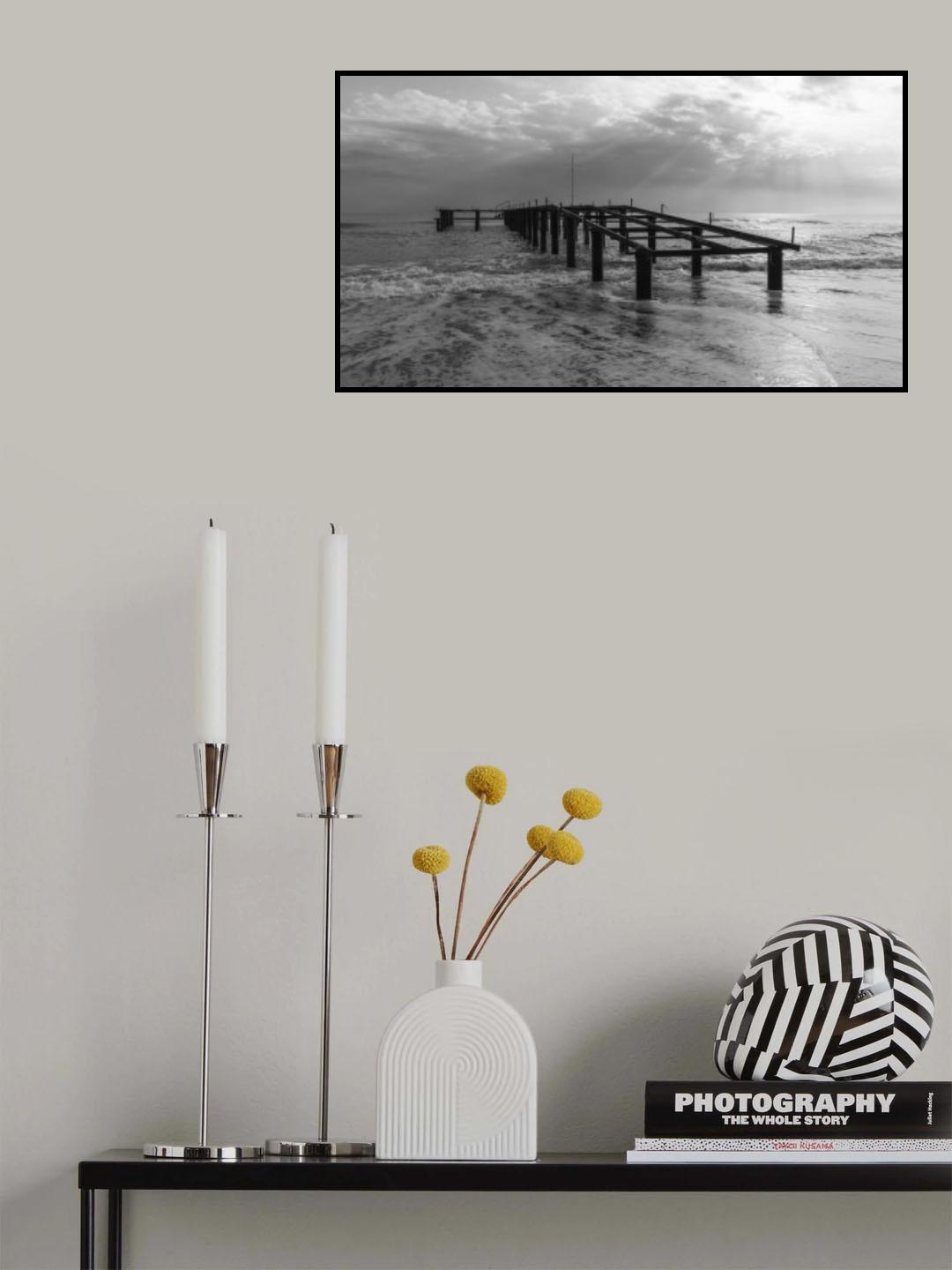 old pier and dramatic landscape Poster och Canvastavla