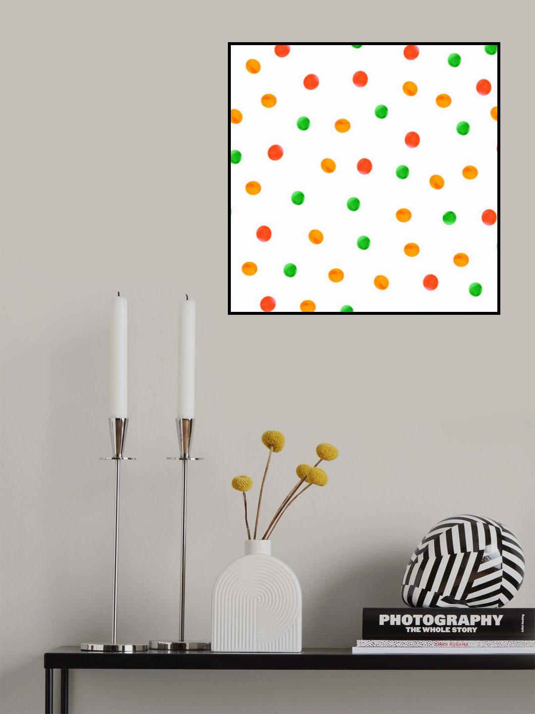 Dots Green Orange Poster och Canvastavla