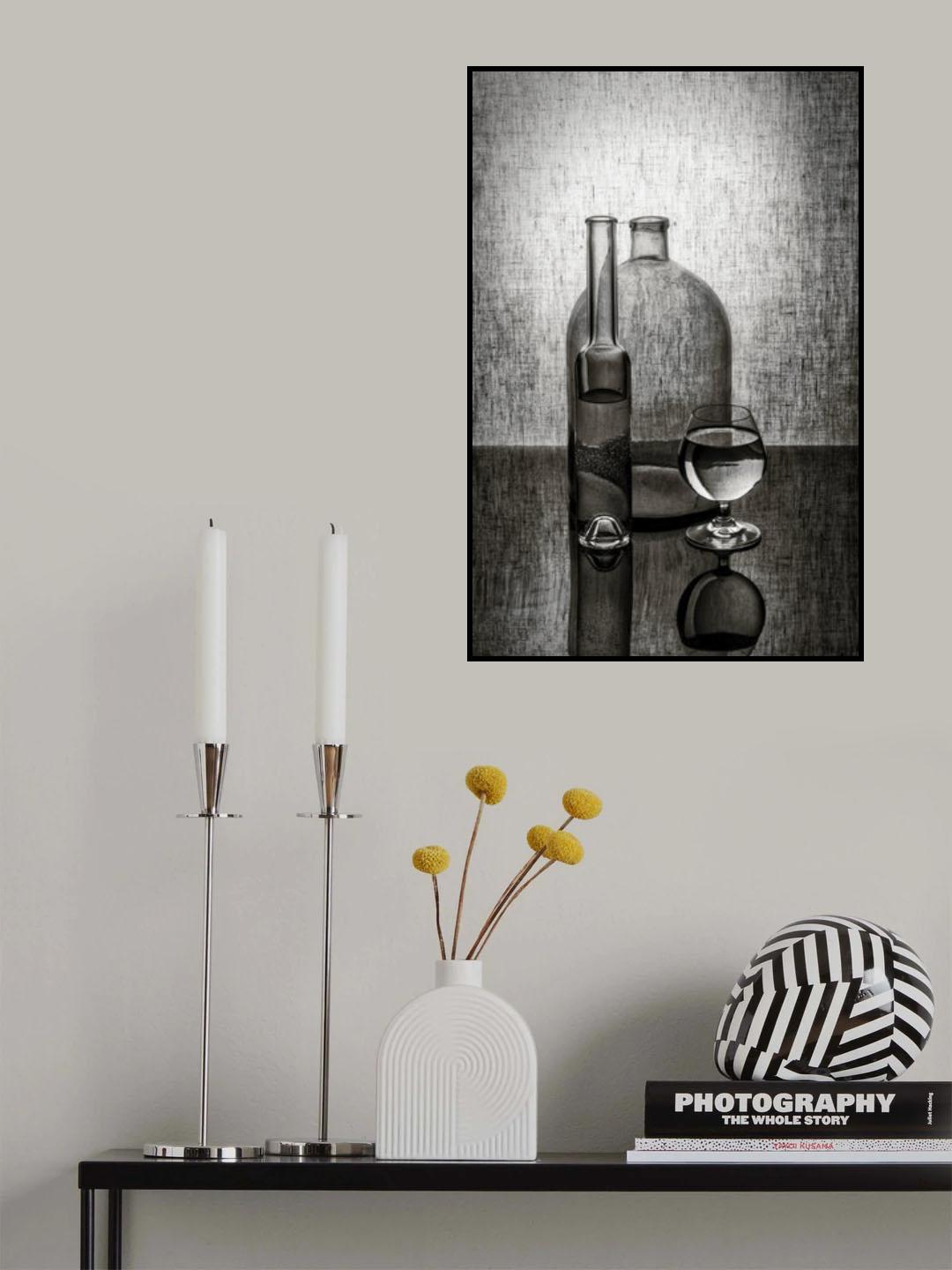 Still life with two bottles and a glass Poster och Canvastavla