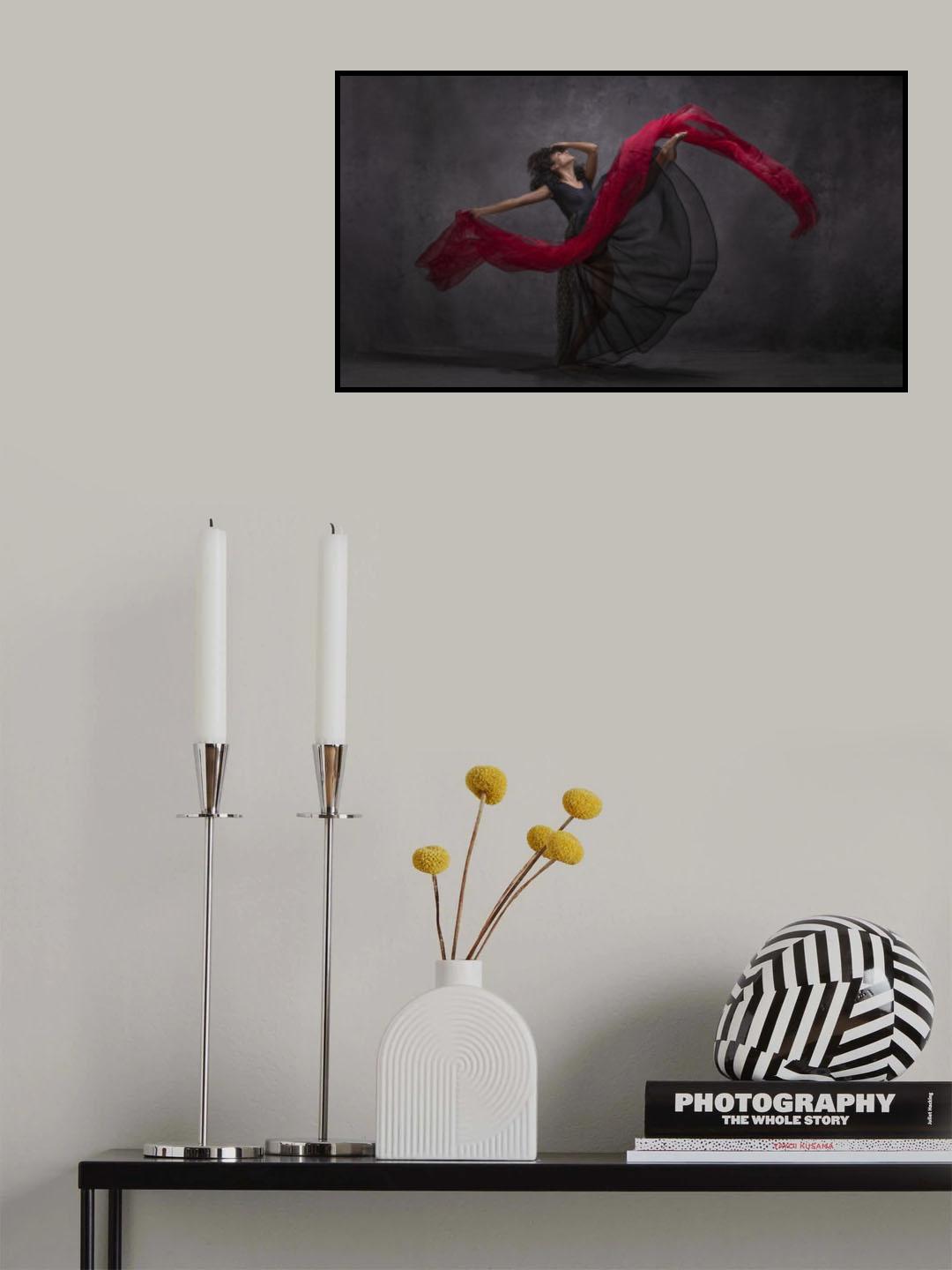 Ballerina with red canvas Poster och Canvastavla