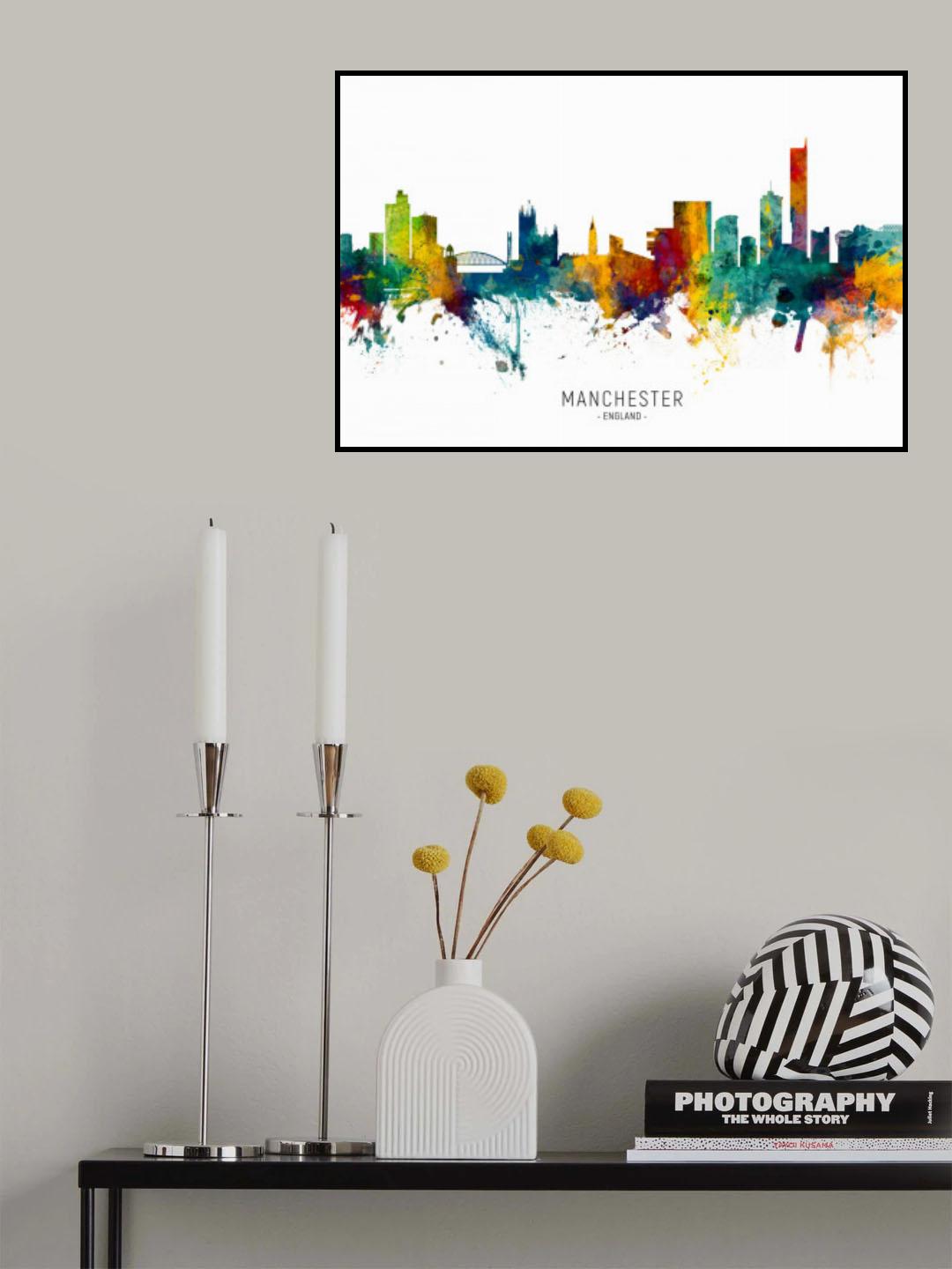 Manchester England Skyline Poster och Canvastavla