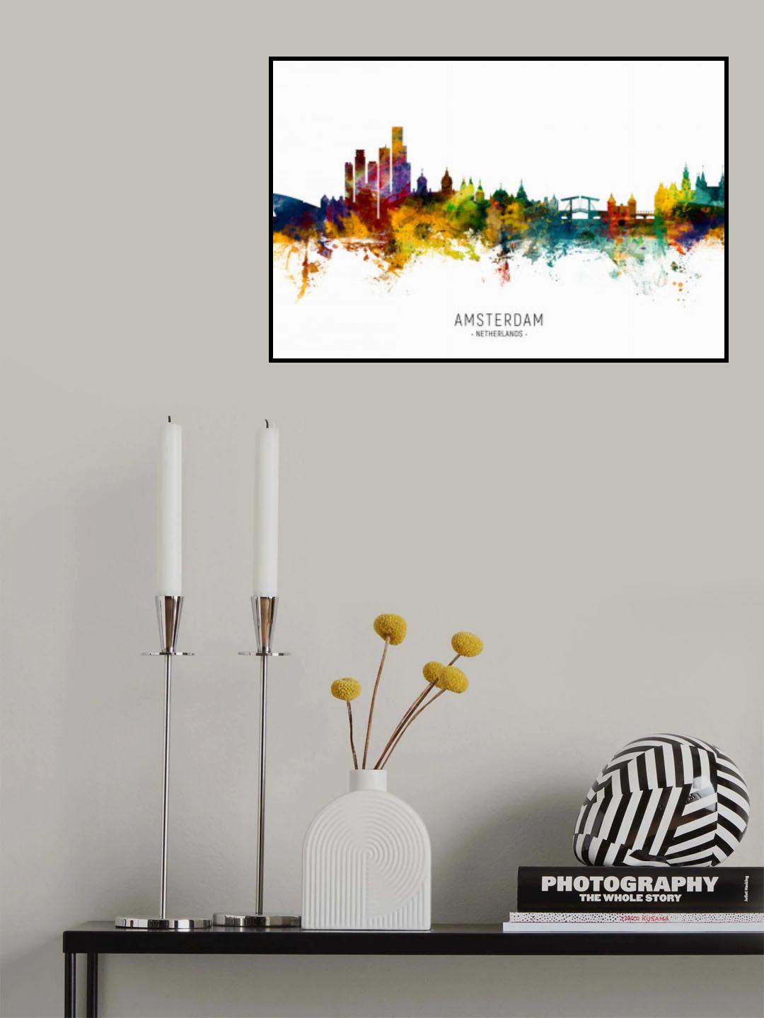 Amsterdam The Netherlands Skyline Poster och Canvastavla