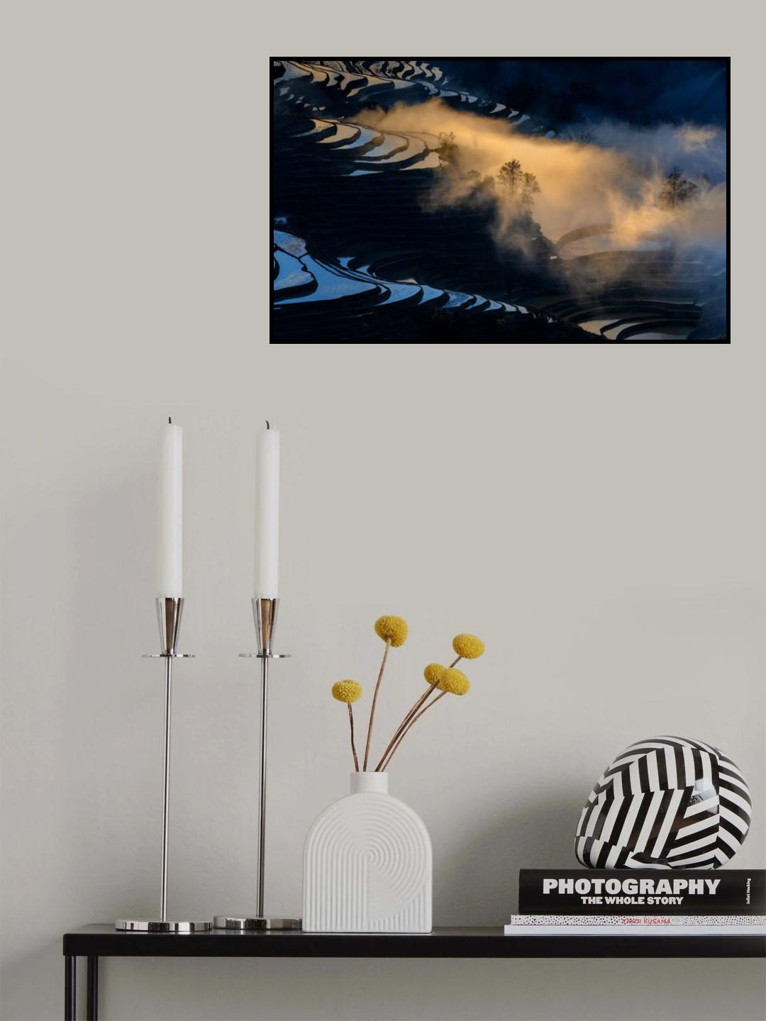 Sunset in Yuanyang rice terraces Poster och Canvastavla
