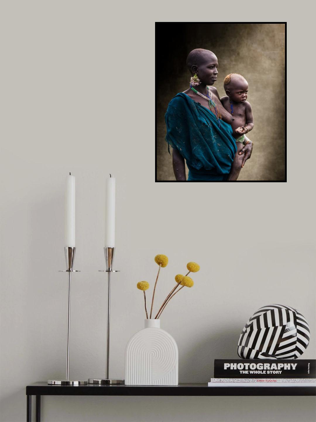 Surma tribe mother with baby Poster och Canvastavla