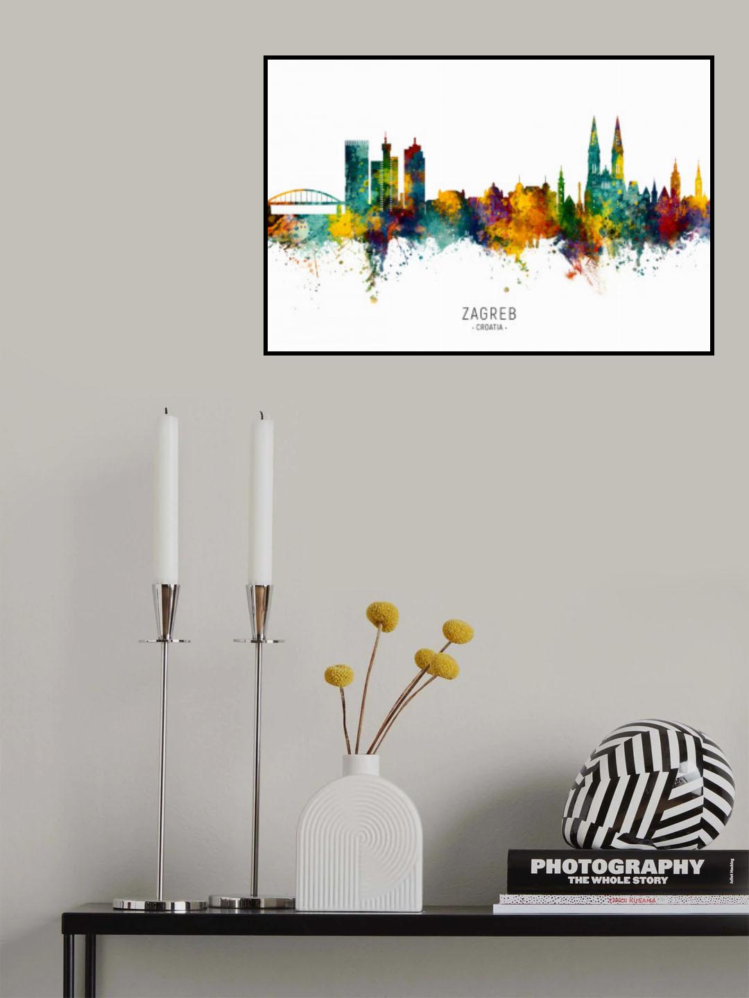 Zagreb Croatia Skyline Poster och Canvastavla