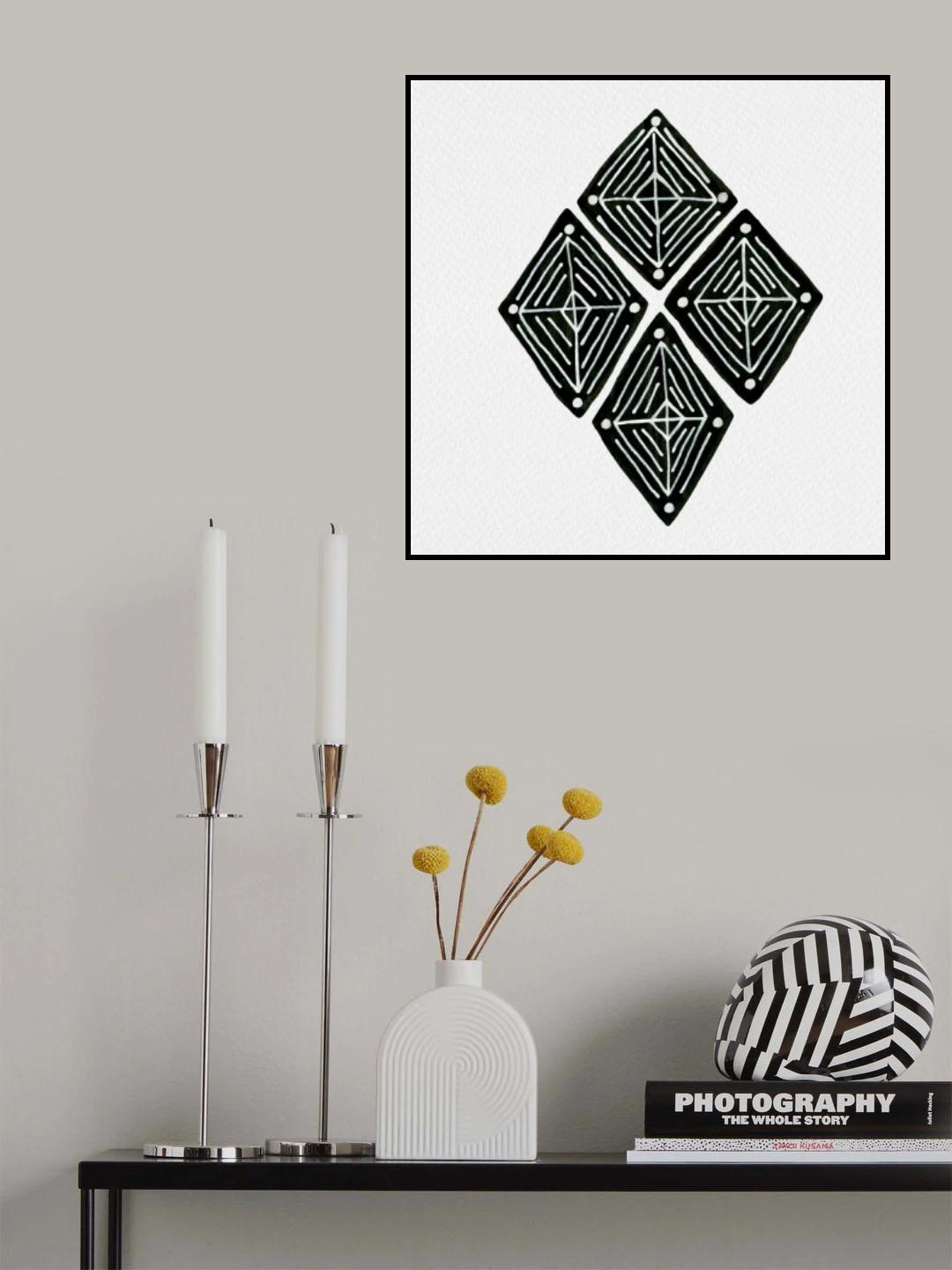 Black Tribal Diamond Ethnic Poster och Canvastavla