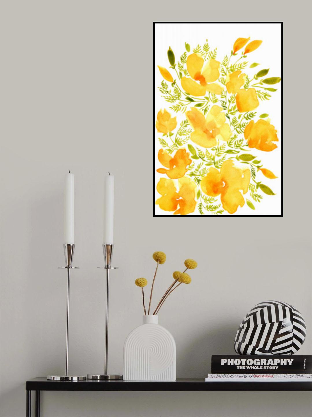 Watercolor California poppies quad 2 Poster och Canvastavla