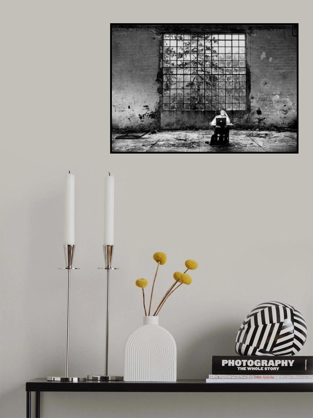 The window for the light, the apple for the job Poster och Canvastavla
