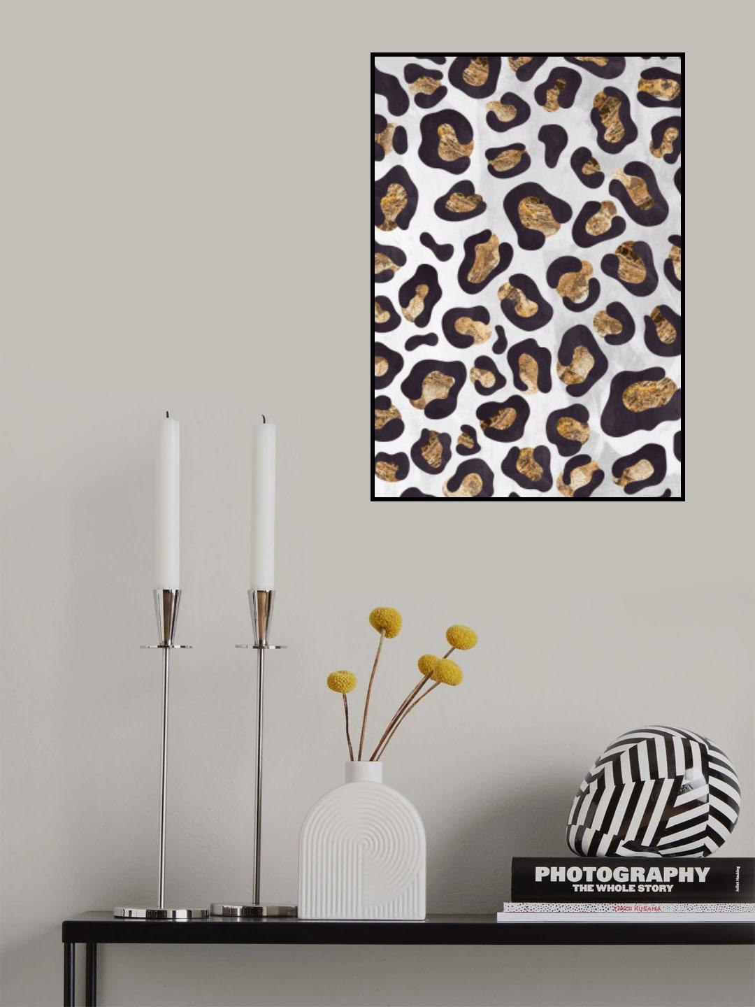 Gold Black leopard print Poster och Canvastavla