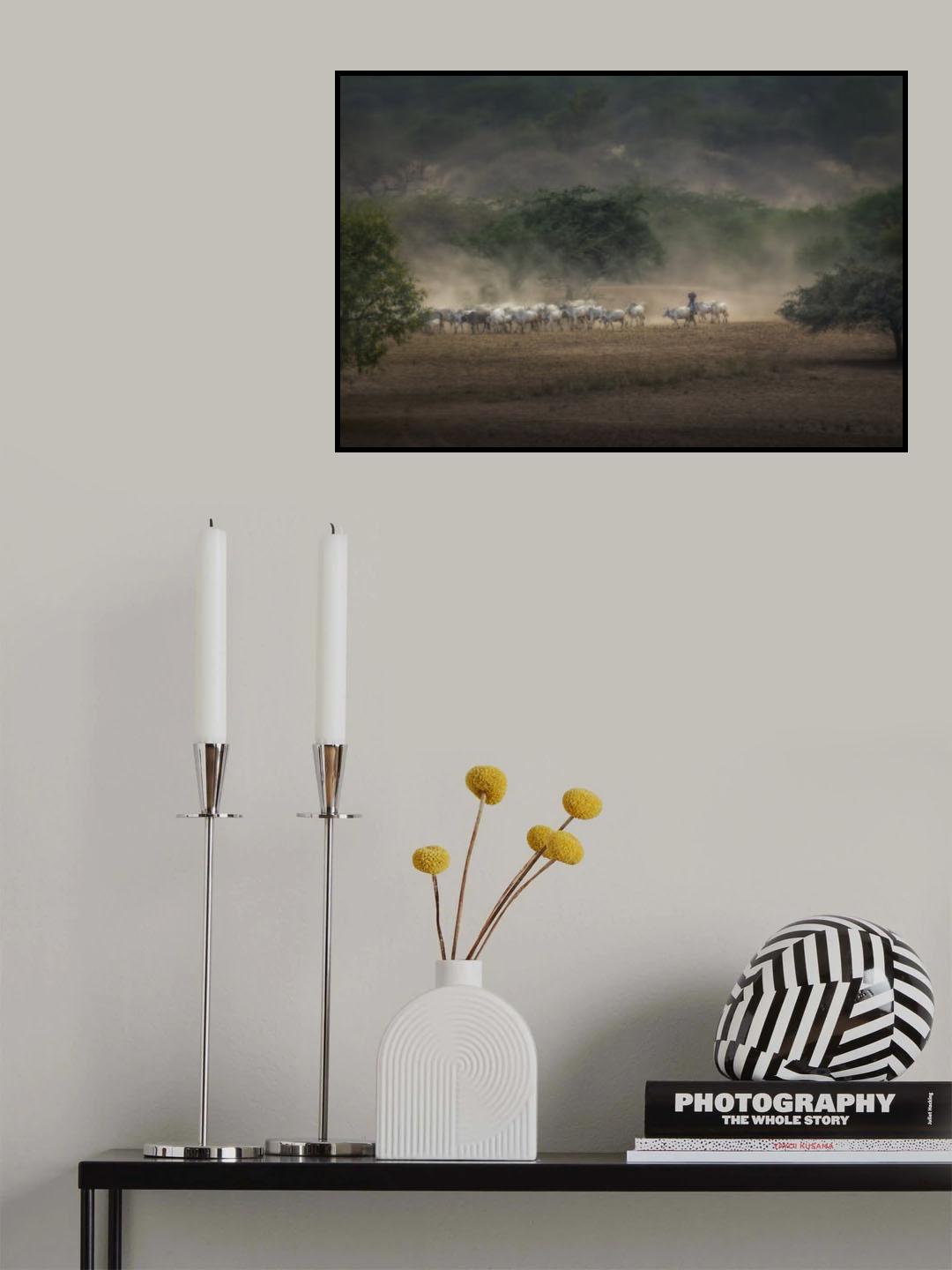 The Herdswoman on the Way Home with the Cattle in Bagan Poster och Canvastavla