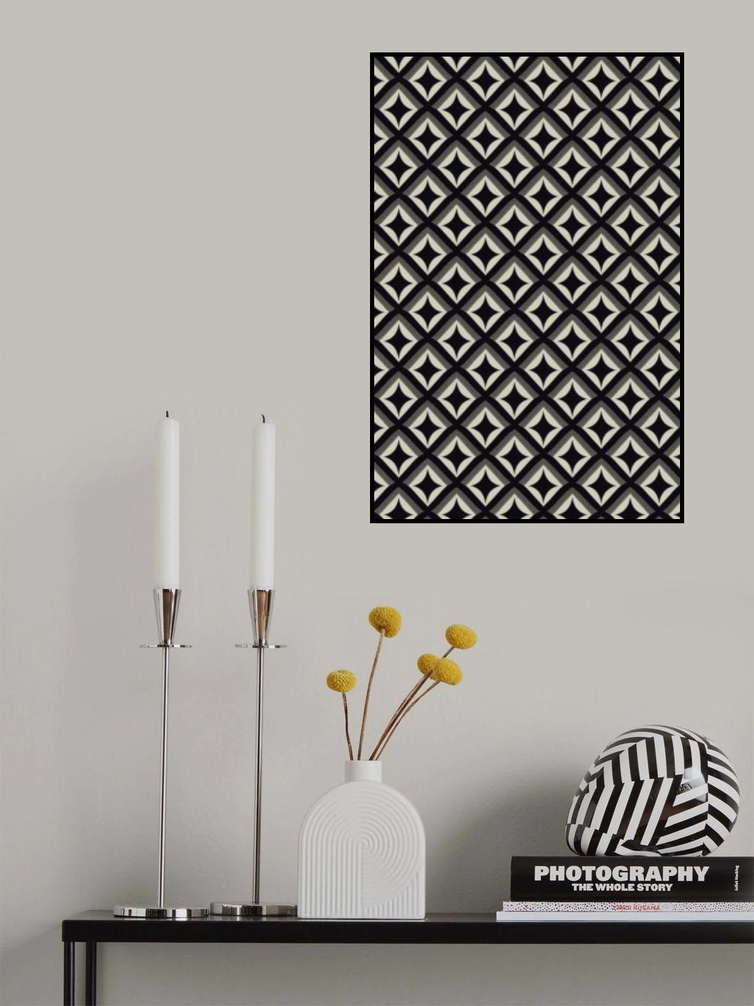 Black And White Tile Pattern Poster och Canvastavla