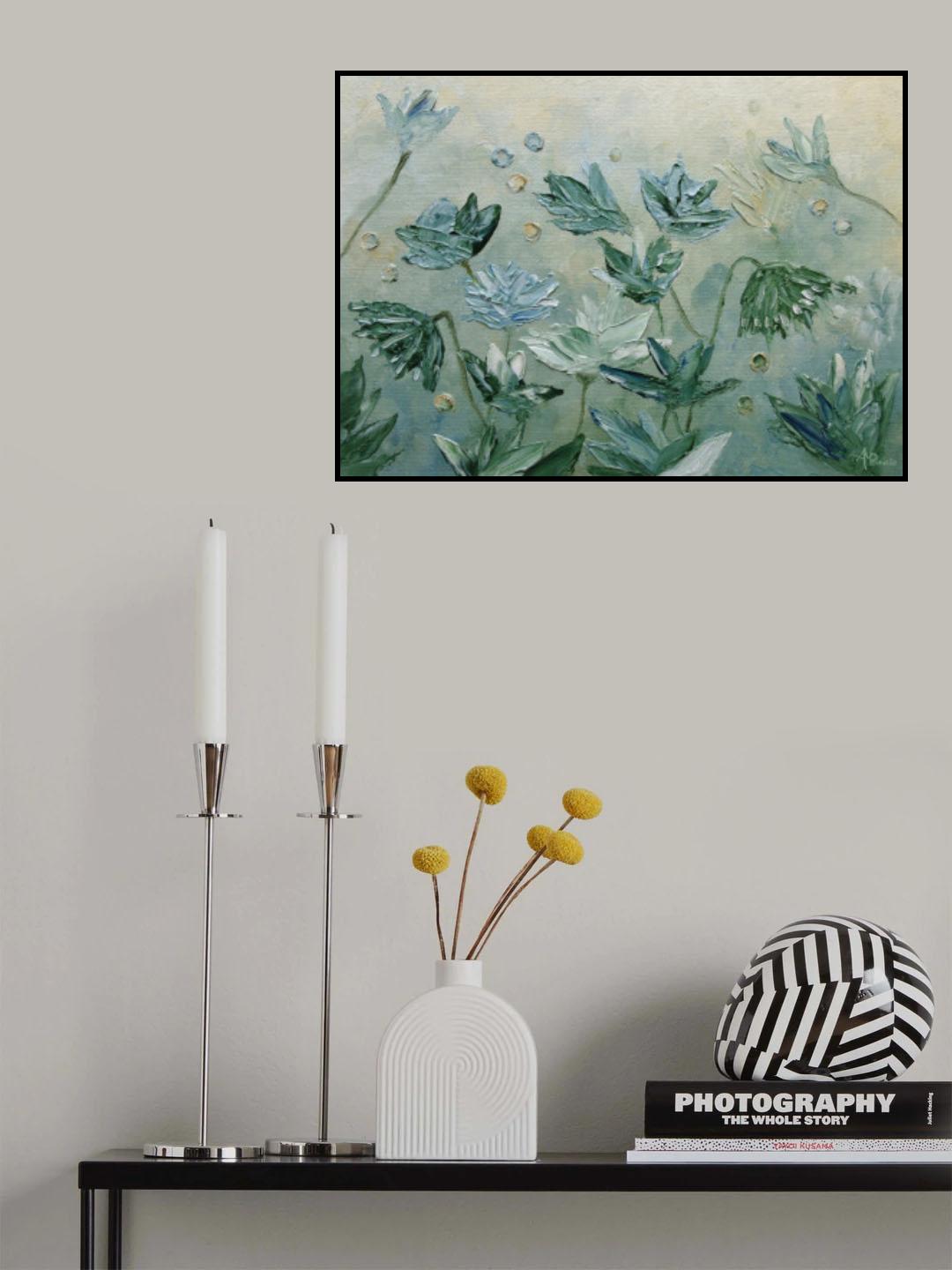 Dark Sea Green Flowers Poster och Canvastavla