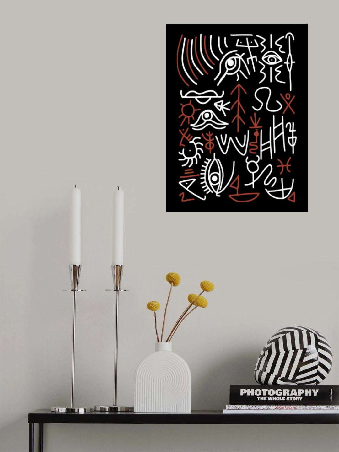 Line Art Bizarre Cave Symbol Poster och Canvastavla