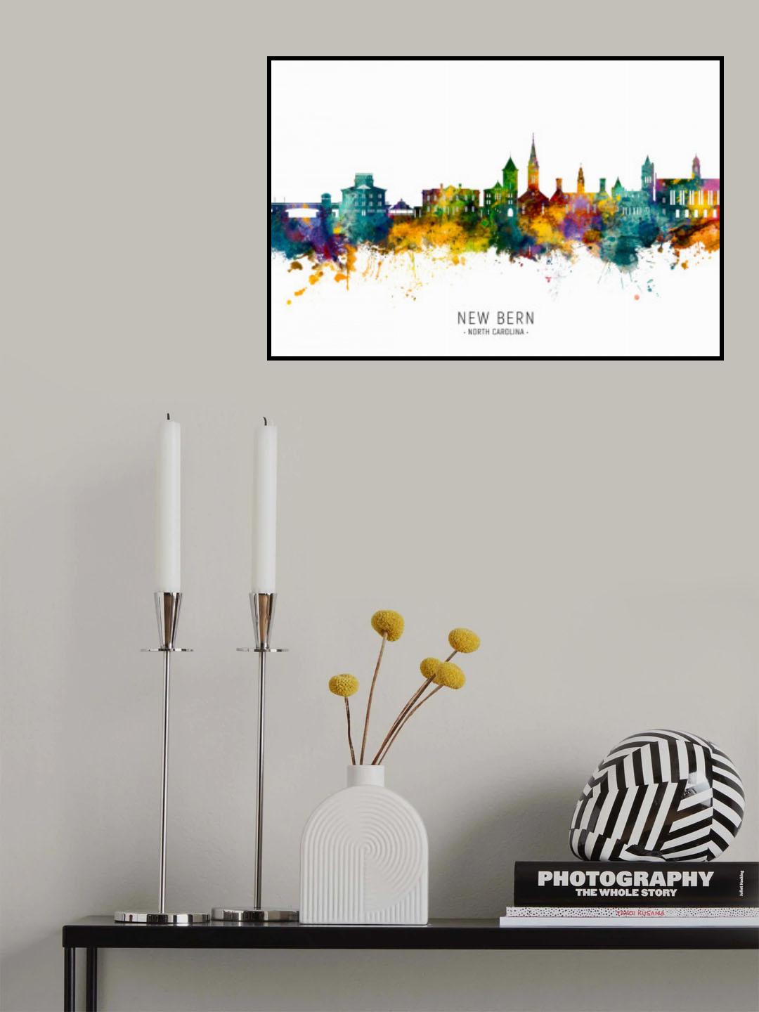 New Bern North Carolina Skyline Poster och Canvastavla