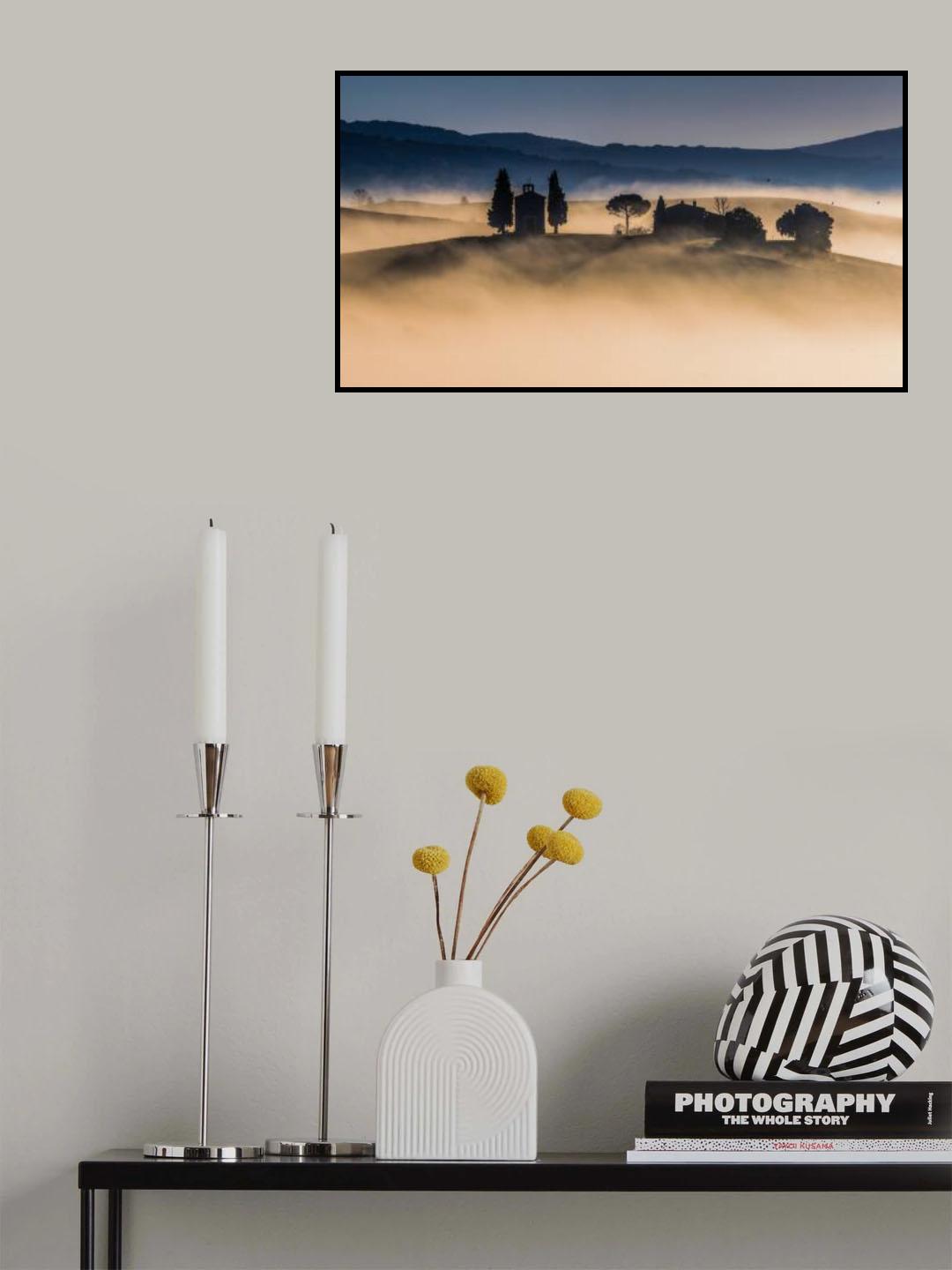 Foggy dawn in Val d'Orcia Poster och Canvastavla