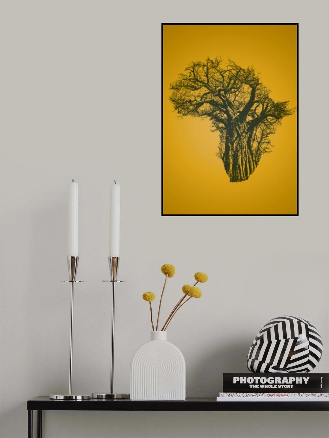 African Baobab Tree at Sunset Poster och Canvastavla