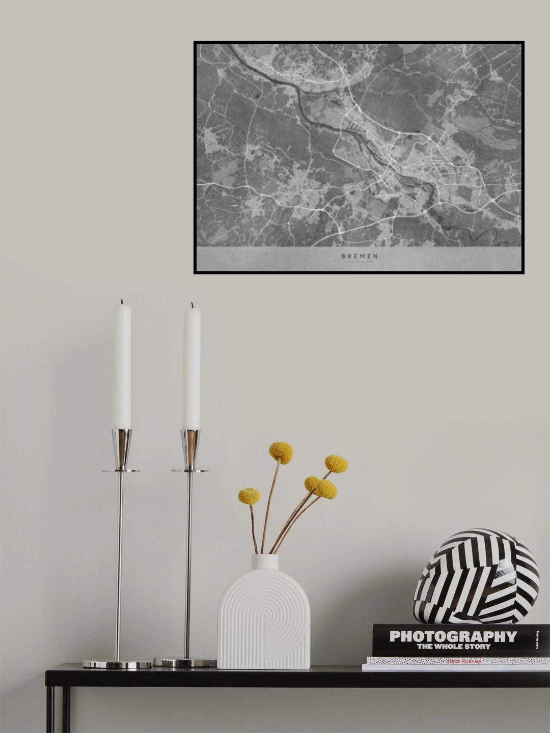 Gray vintage map of Bremen Germany Poster och Canvastavla