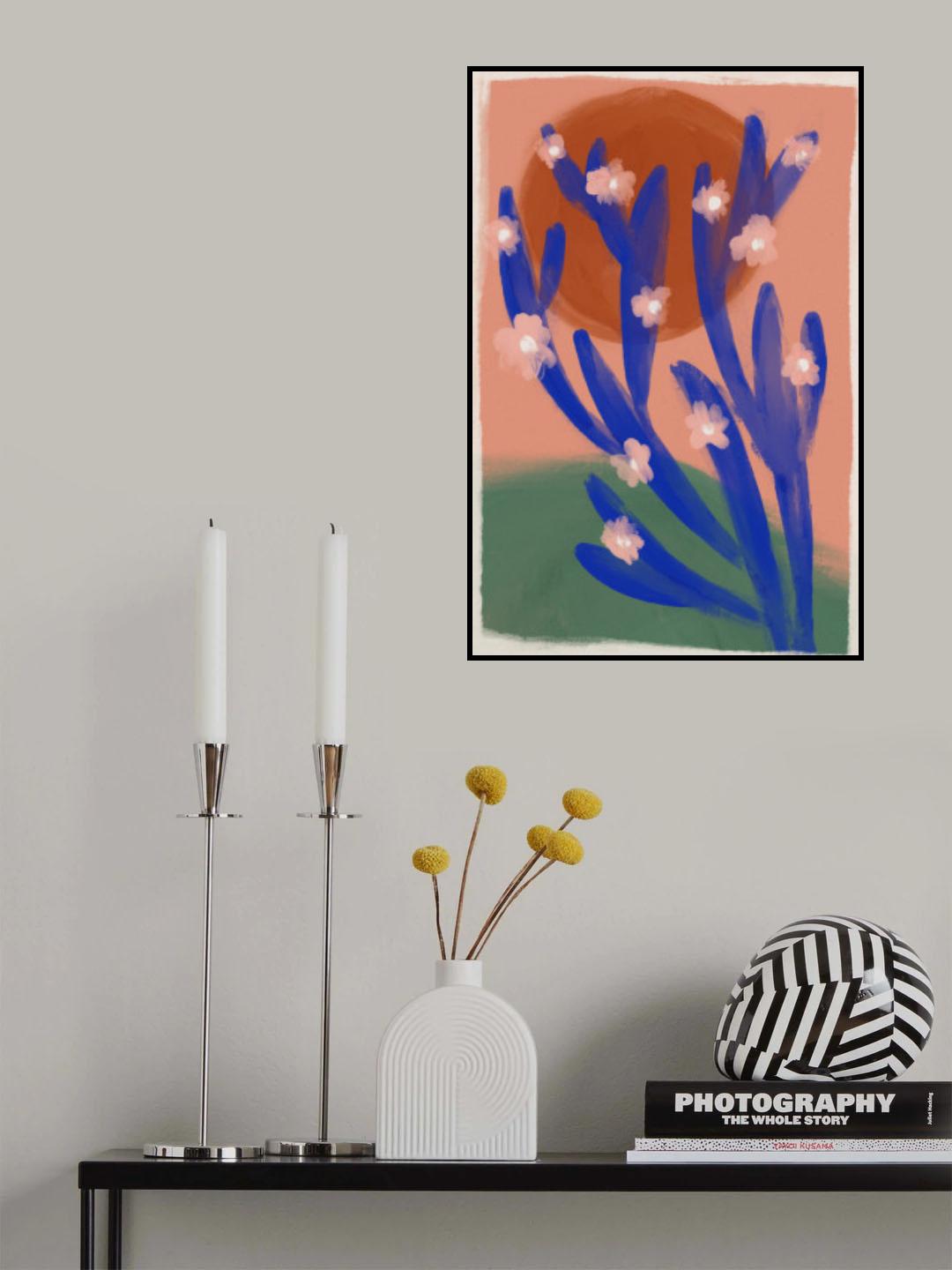 Blue Desert Cactus Poster och Canvastavla