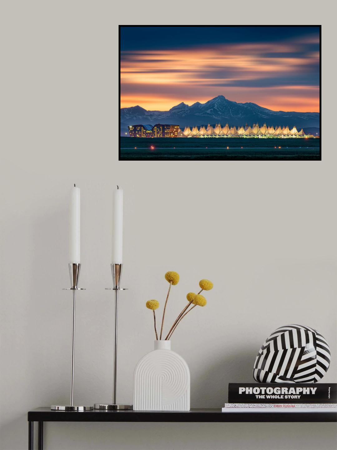 Denver International Airport in dusk with Longs Peak as background Poster och Canvastavla