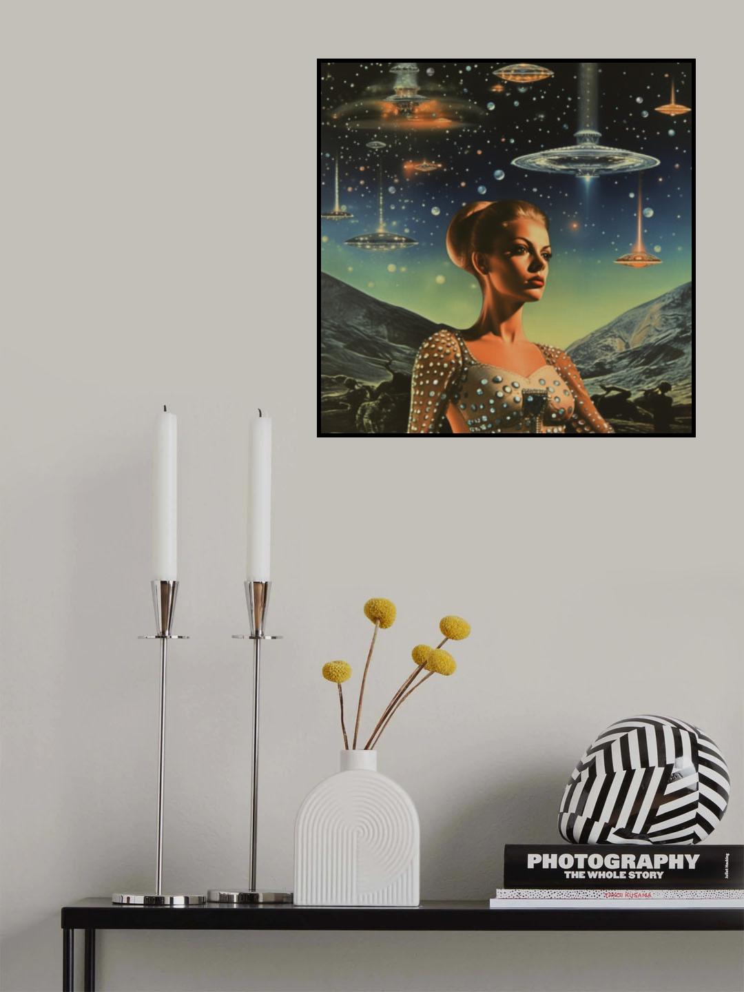 Take Me To Your Leader Space Collage Art Poster och Canvastavla