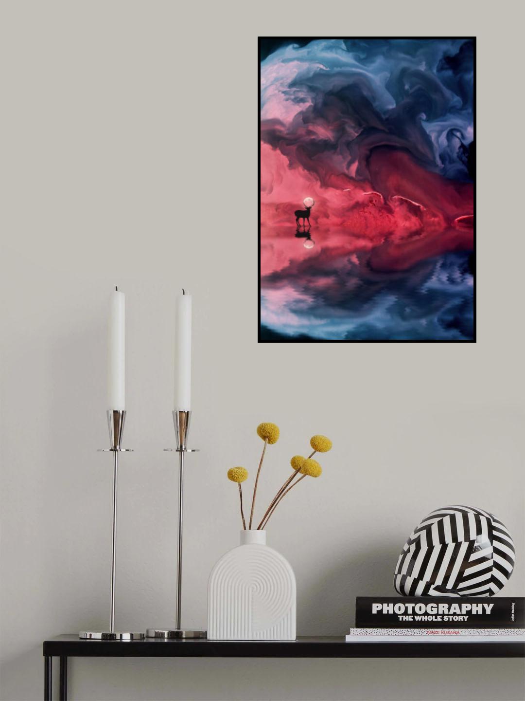 Deer Moon Abstract Poster och Canvastavla