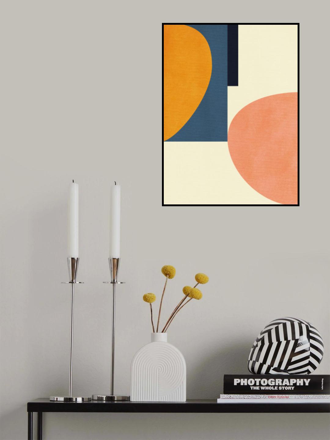 Rainbow Plus Shapes Blue Mustard1 Poster och Canvastavla