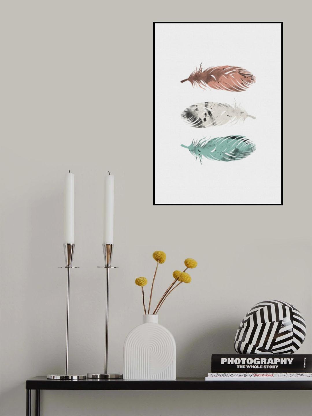 Pastel Feathers Poster och Canvastavla