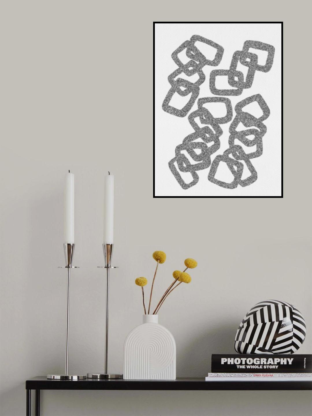 Rectangle Chain Silver Glitter Poster och Canvastavla