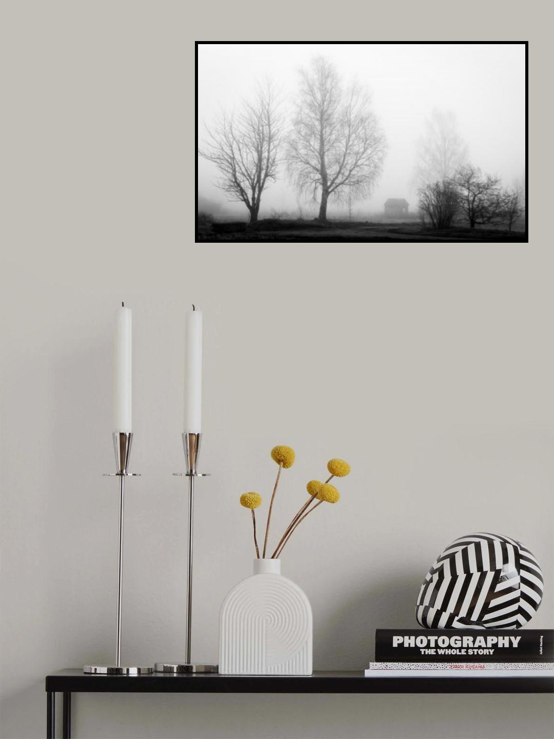 Morning fog in abandoned outskirts Poster och Canvastavla