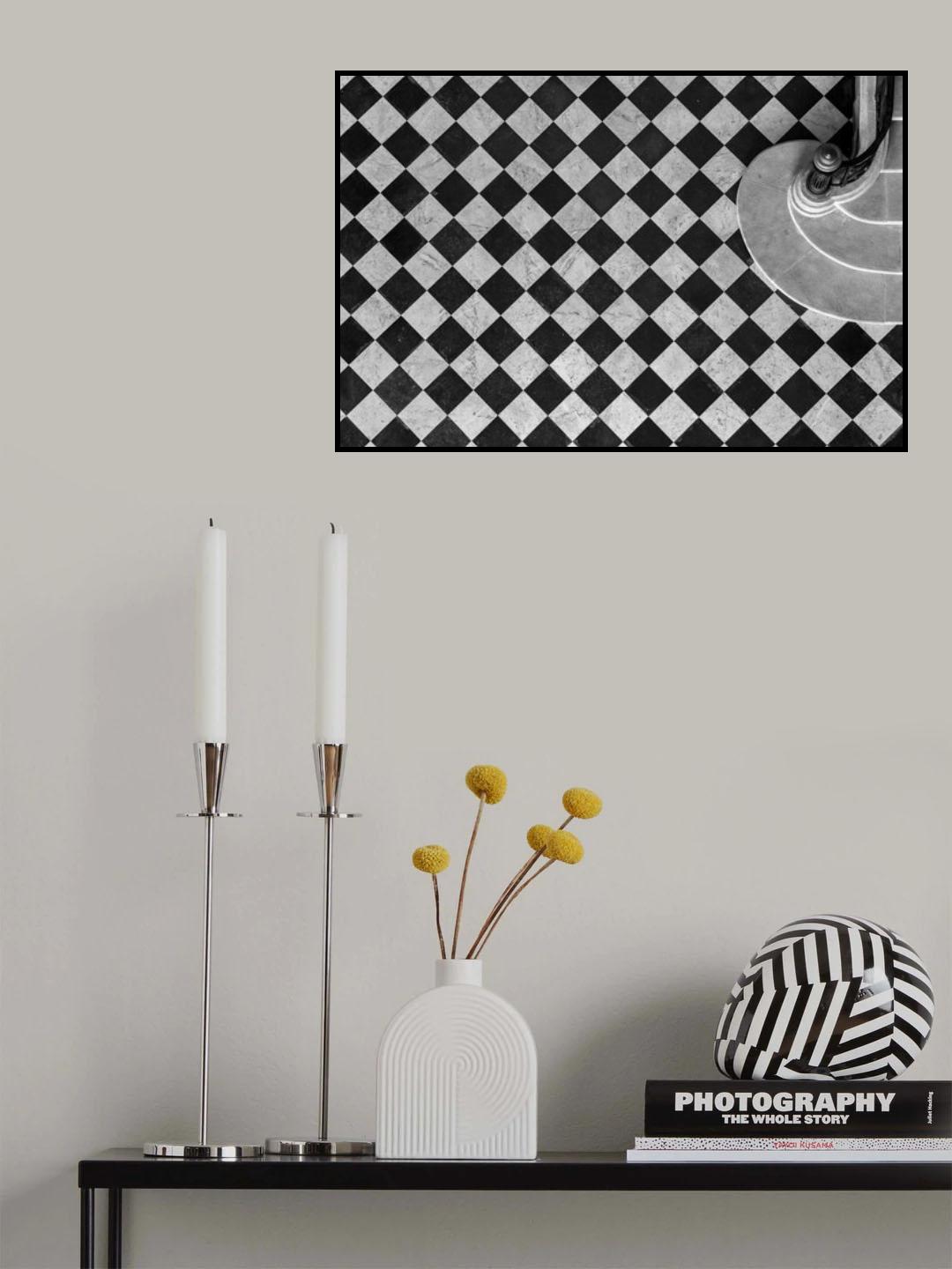 Chessboard staircase Poster och Canvastavla