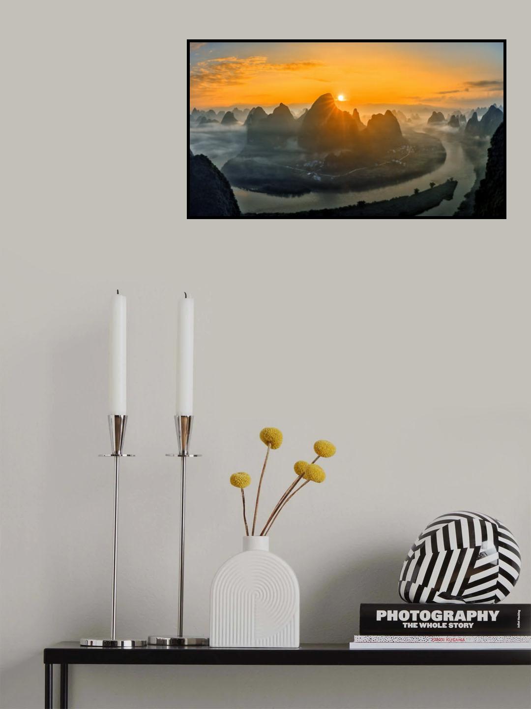 Sunrise over Li River Poster och Canvastavla