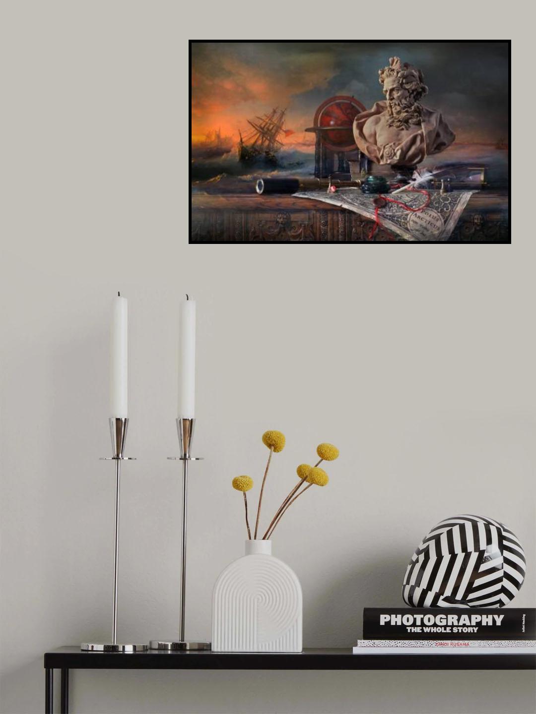 Still life with a bust of Neptune Poster och Canvastavla