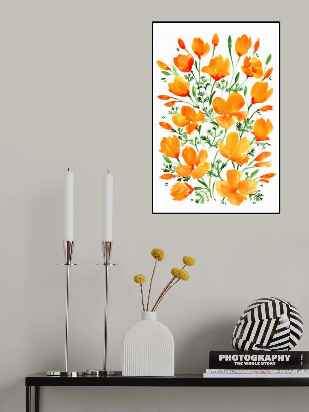 Watercolor California poppies Poster och Canvastavla