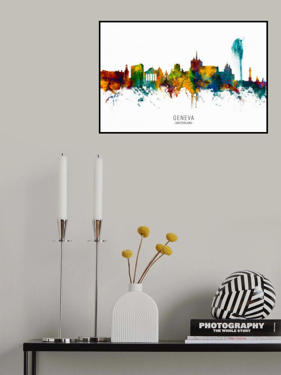 Geneva Switzerland Skyline Poster och Canvastavla