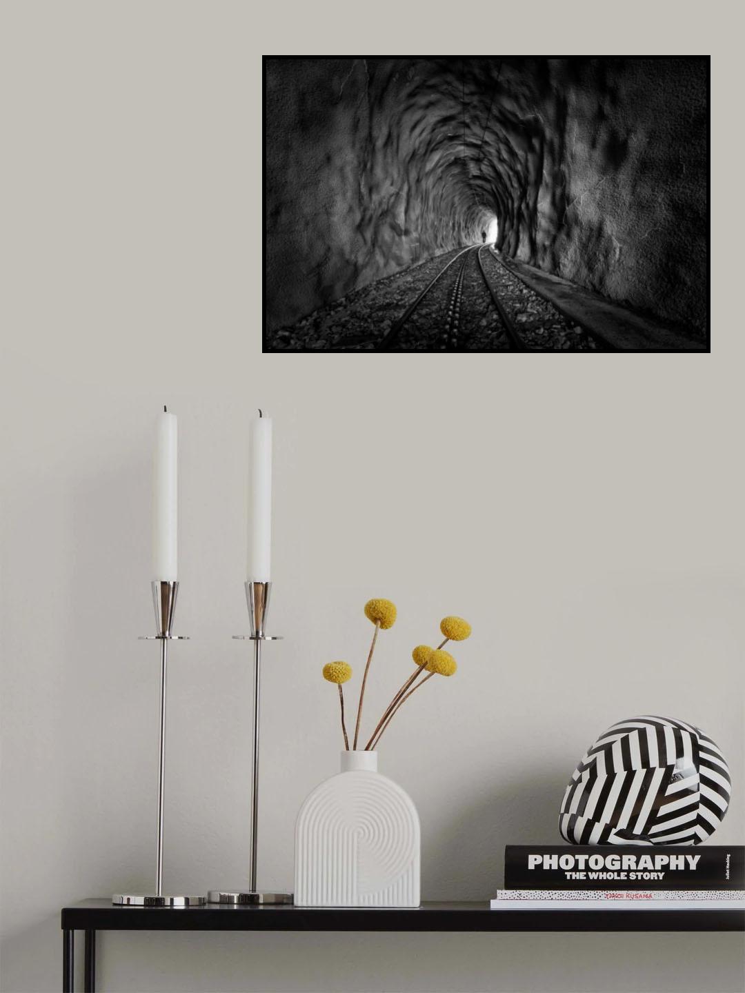 In the bowels of the mountain-BW Poster och Canvastavla