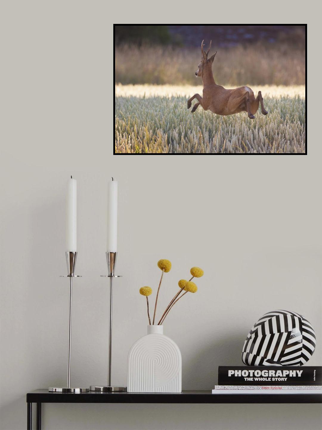 Deers flying over the cornfield Poster och Canvastavla