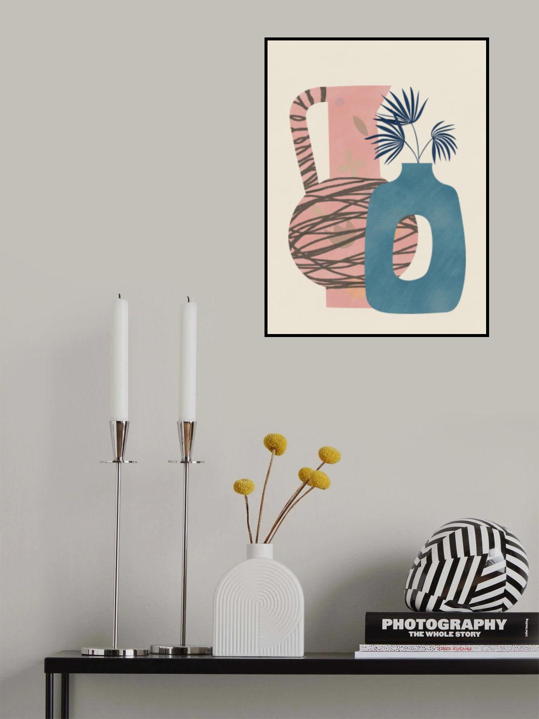Still Life With Blue and Pink Vase Poster och Canvastavla