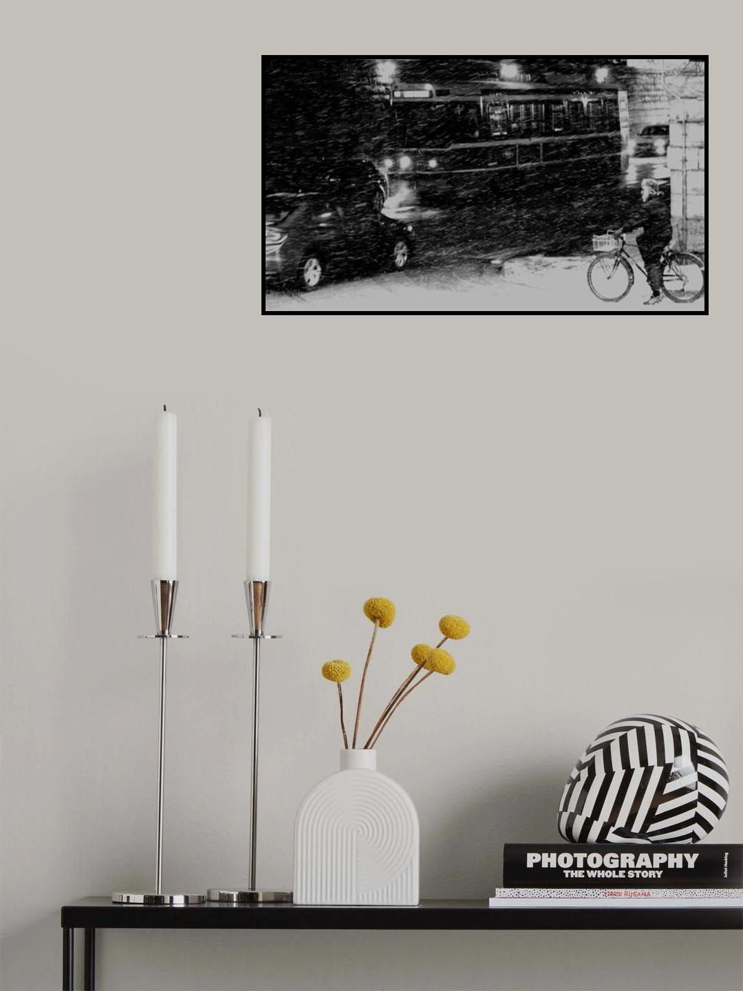 Snowing street Poster och Canvastavla