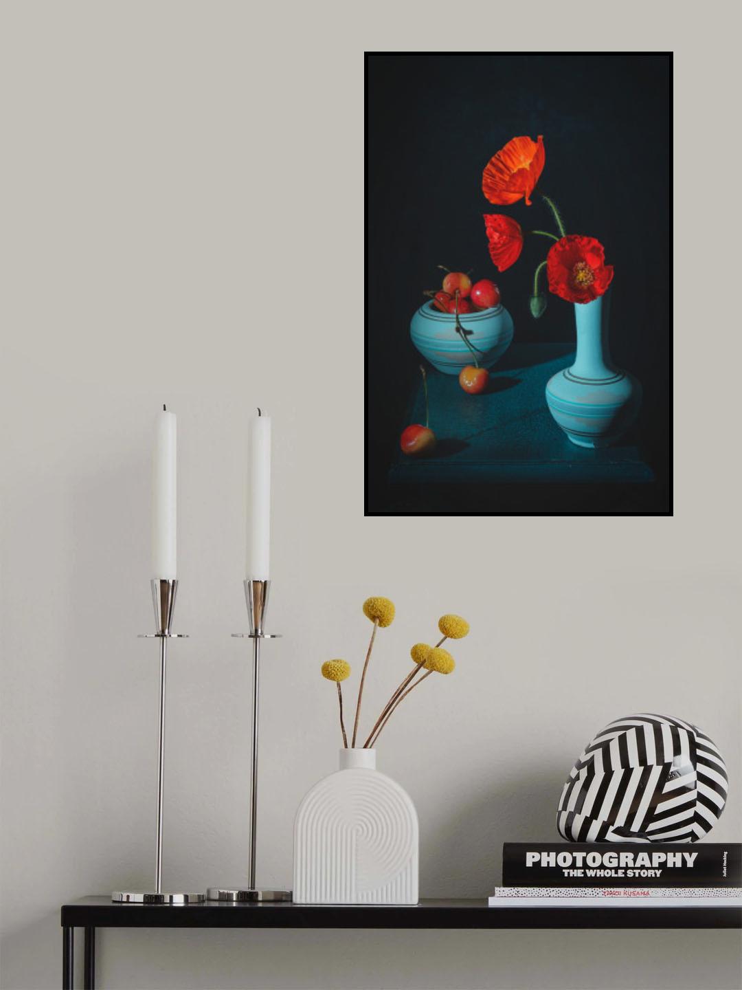 Iceland poppy & cherry Poster och Canvastavla