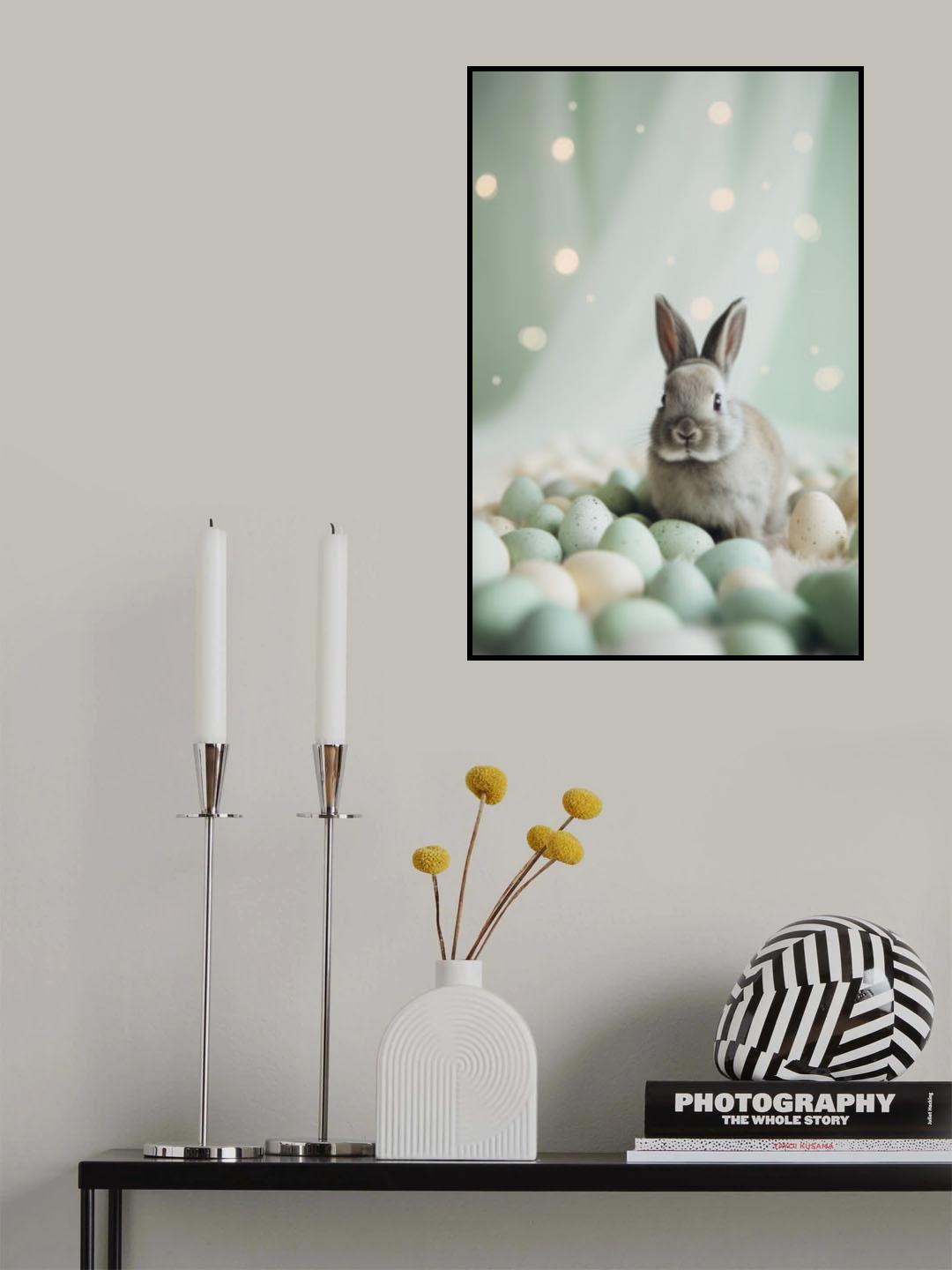 Bunny and Pastel Eggs Poster och Canvastavla