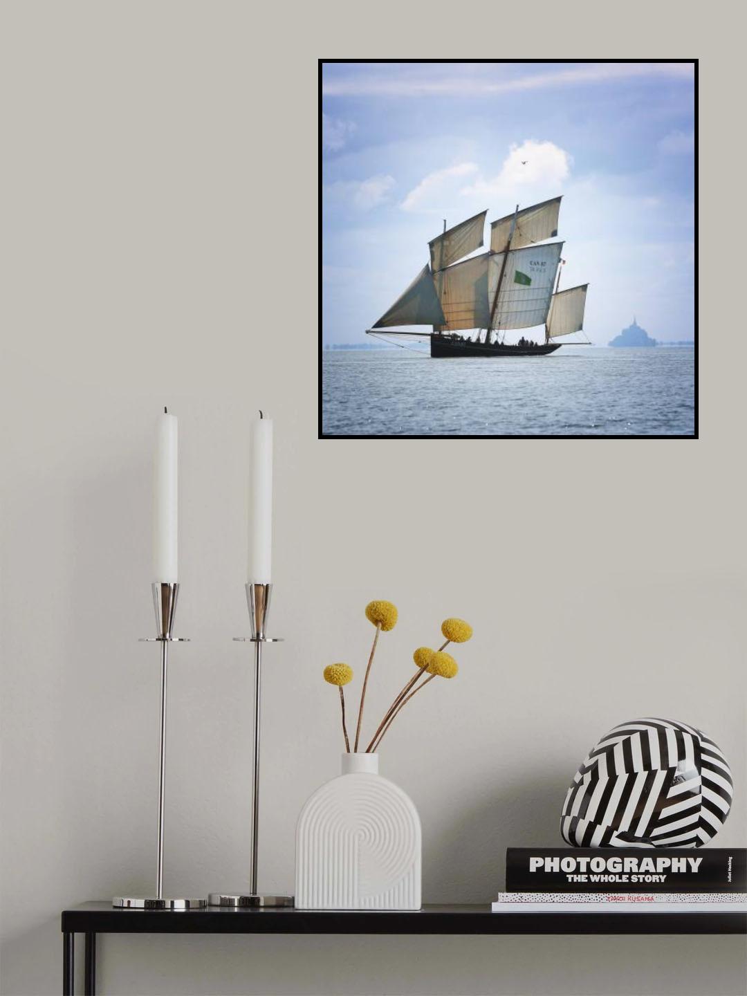 Boat, Bird and Mount Poster och Canvastavla