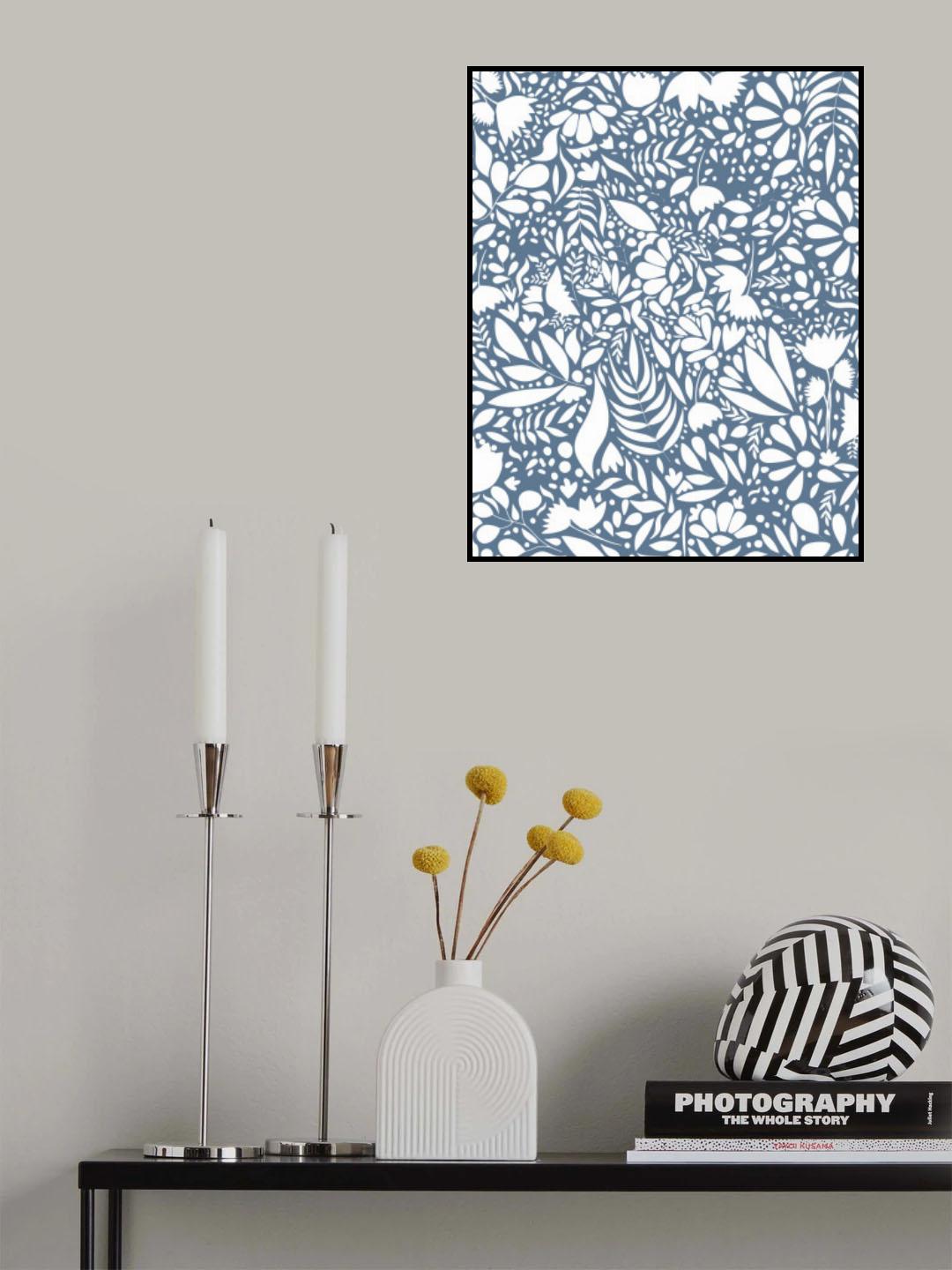 Scandi blue white pattern 1 Poster och Canvastavla