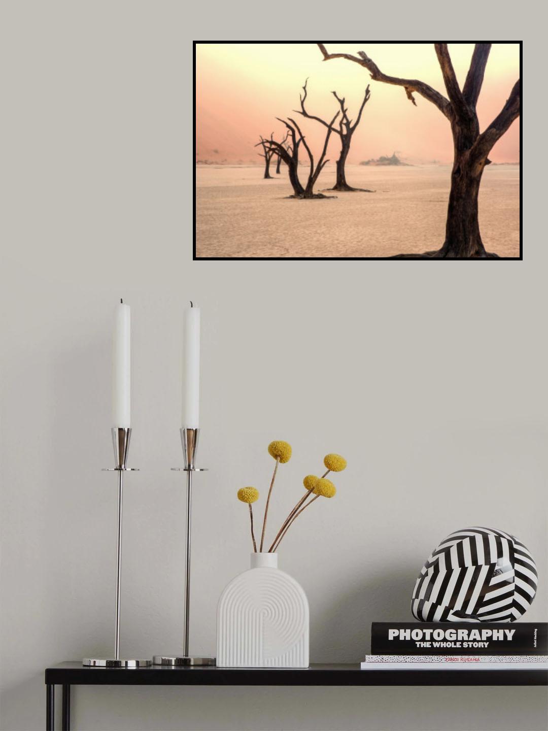 Fog and trees in the desert Poster och Canvastavla